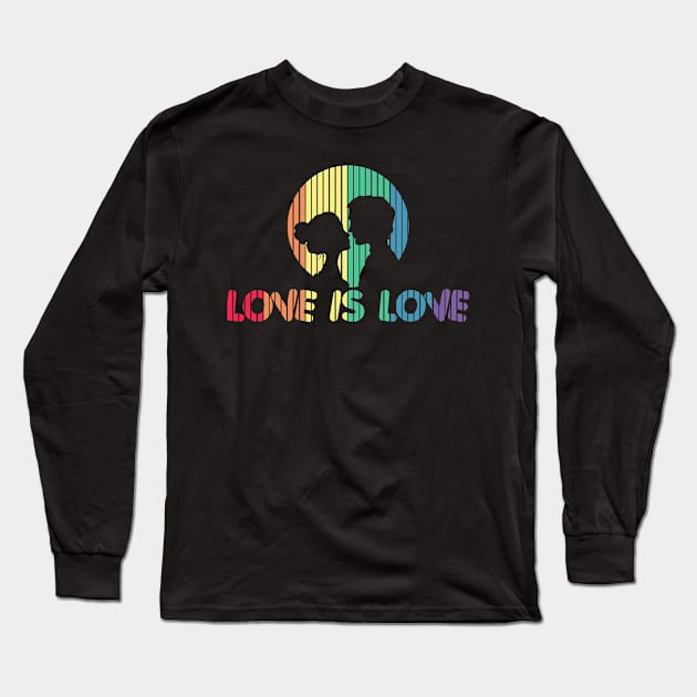 Adorable Love is Love Colorful Rainbow Silhouette Long Sleeve T-Shirt by theperfectpresents